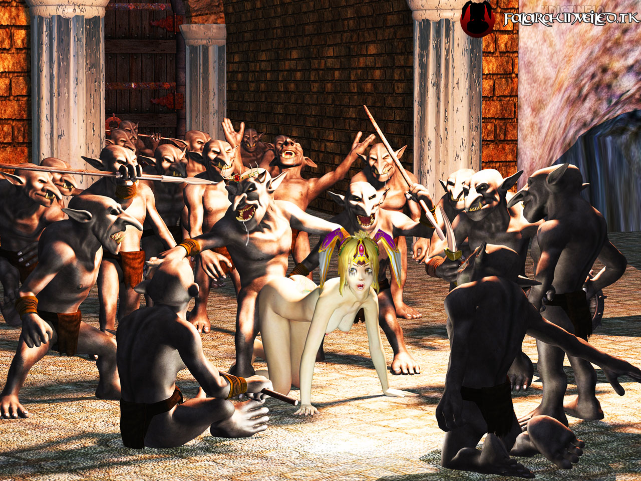 Falara gets fucked by Minigues in a massive Gangbang